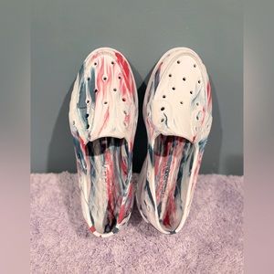 Sperry Top Sider A O Float Boat Rubber Shoes Croc Womens 8 Red, White, Blue NWOB